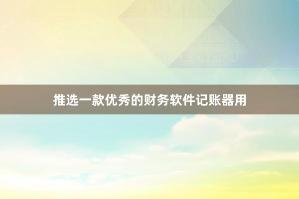 推选一款优秀的财务软件记账器用