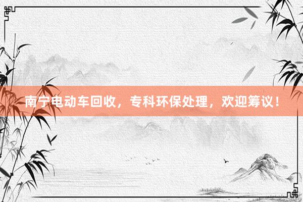 南宁电动车回收，专科环保处理，欢迎筹议！